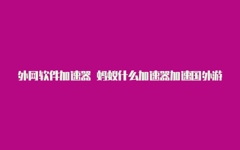 外网软件加速器 蚂蚁什么加速器加速国外游戏好