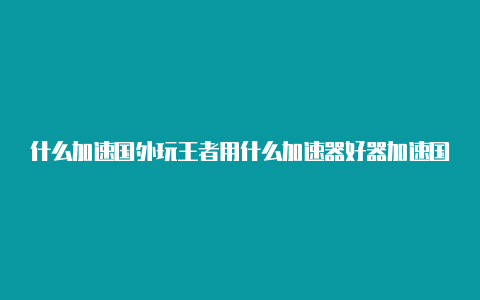 什么加速国外玩王者用什么加速器好器加速国外网站